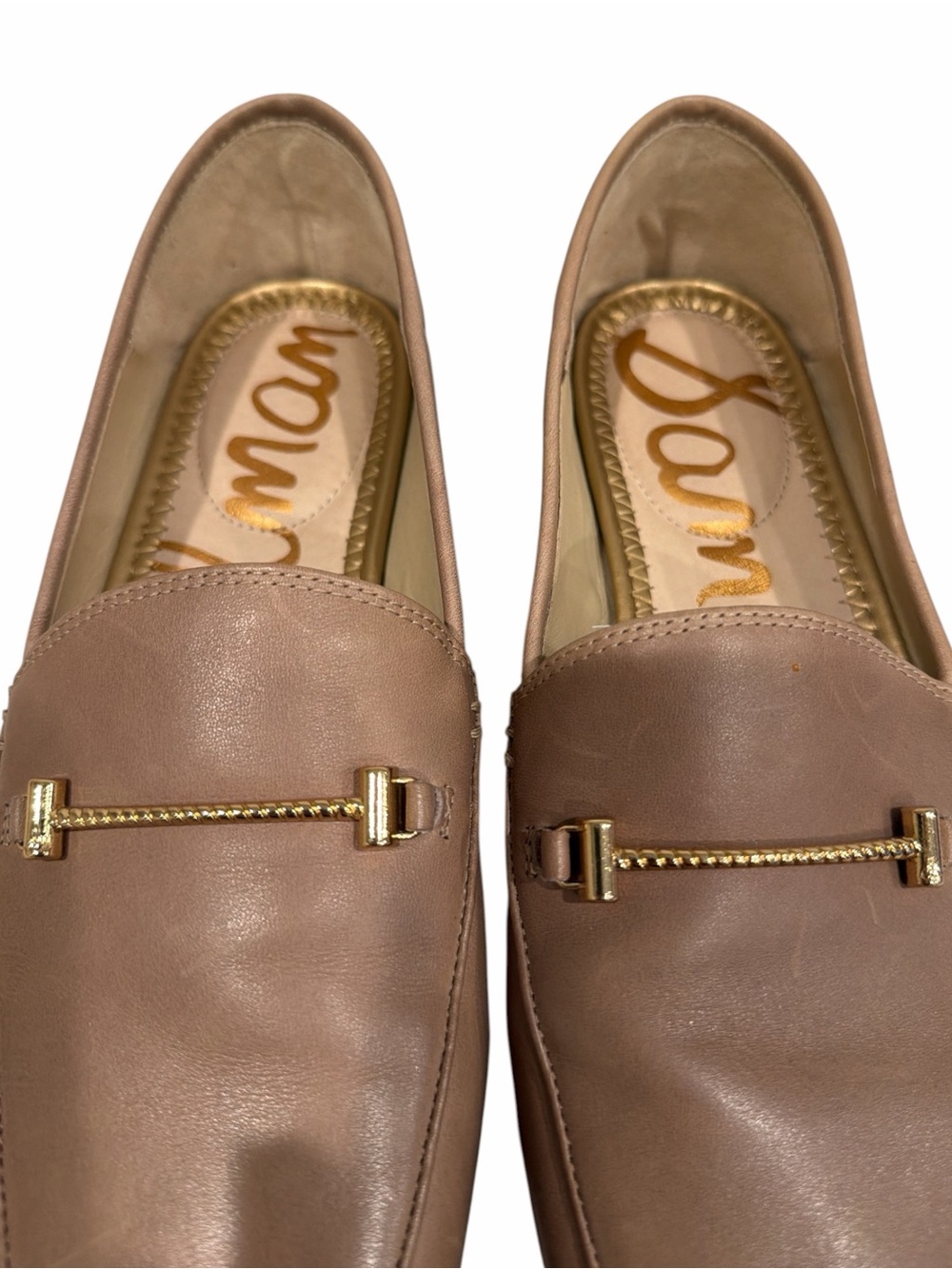 Sam Edelman Loraine Bit Loafers Size 9 Leather Taupe Gold Hardware - Picture 7 of 9